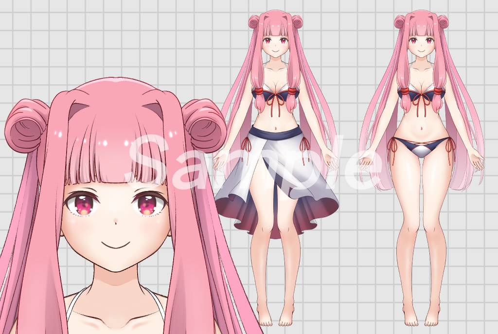 【パーツ分け済みPSD】琴葉茜・葵/水着/パレオ着脱可