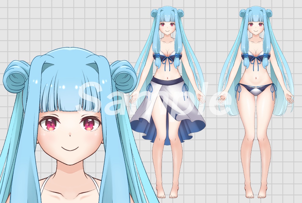 【パーツ分け済みPSD】琴葉茜・葵/水着/パレオ着脱可