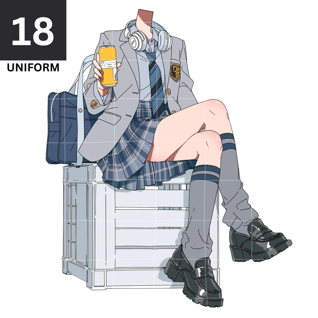 18 - GREY UNIFORM | Vts | VTuber向け | Vtuber Asset