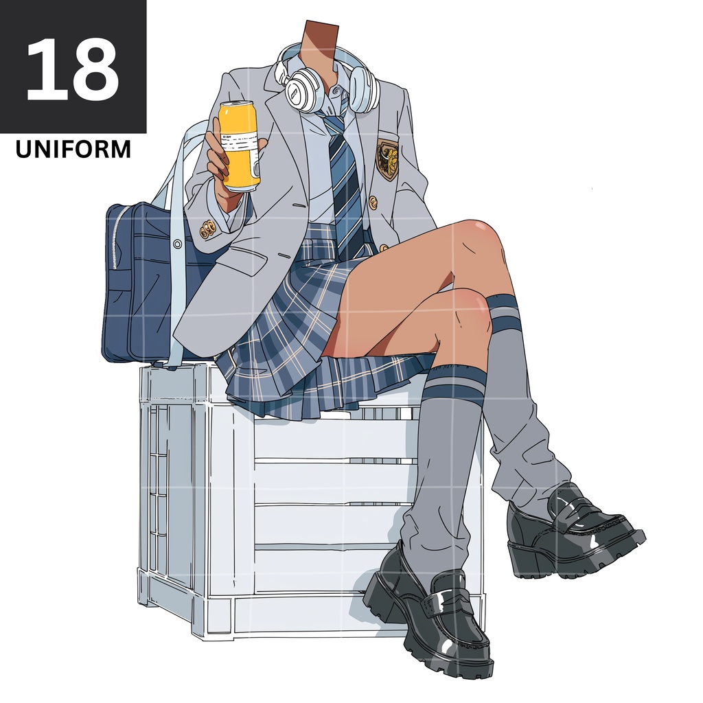 18 - GREY UNIFORM | Vts | VTuber向け | Vtuber Asset