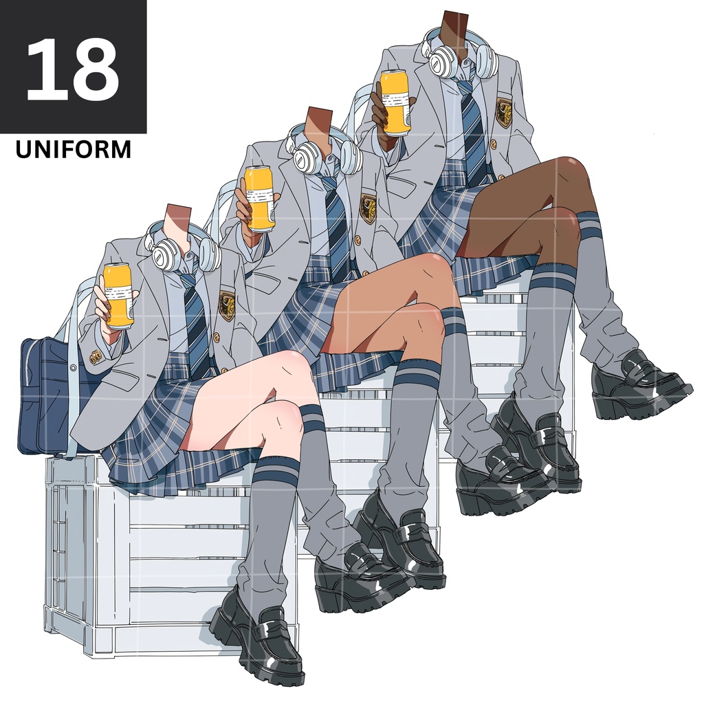 18 - GREY UNIFORM | Vts | VTuber向け | Vtuber Asset