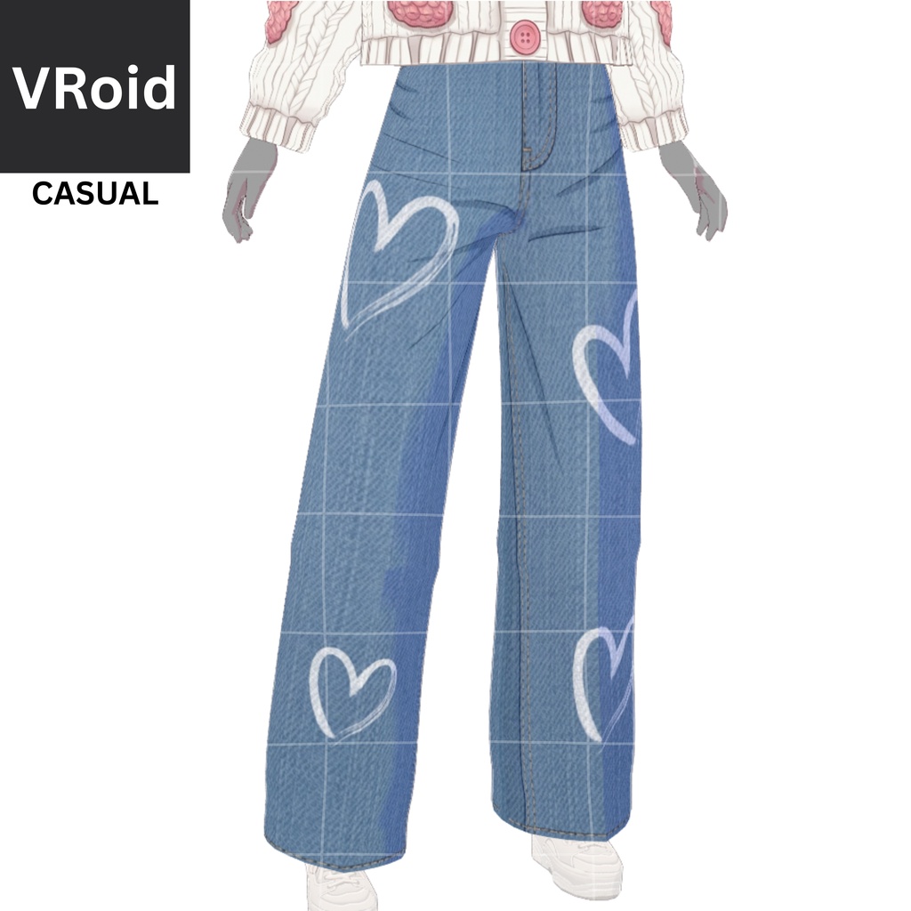 22 - STRAWBERRY SWEATER + HEART DENIM | Vroid | Vtuber Asset