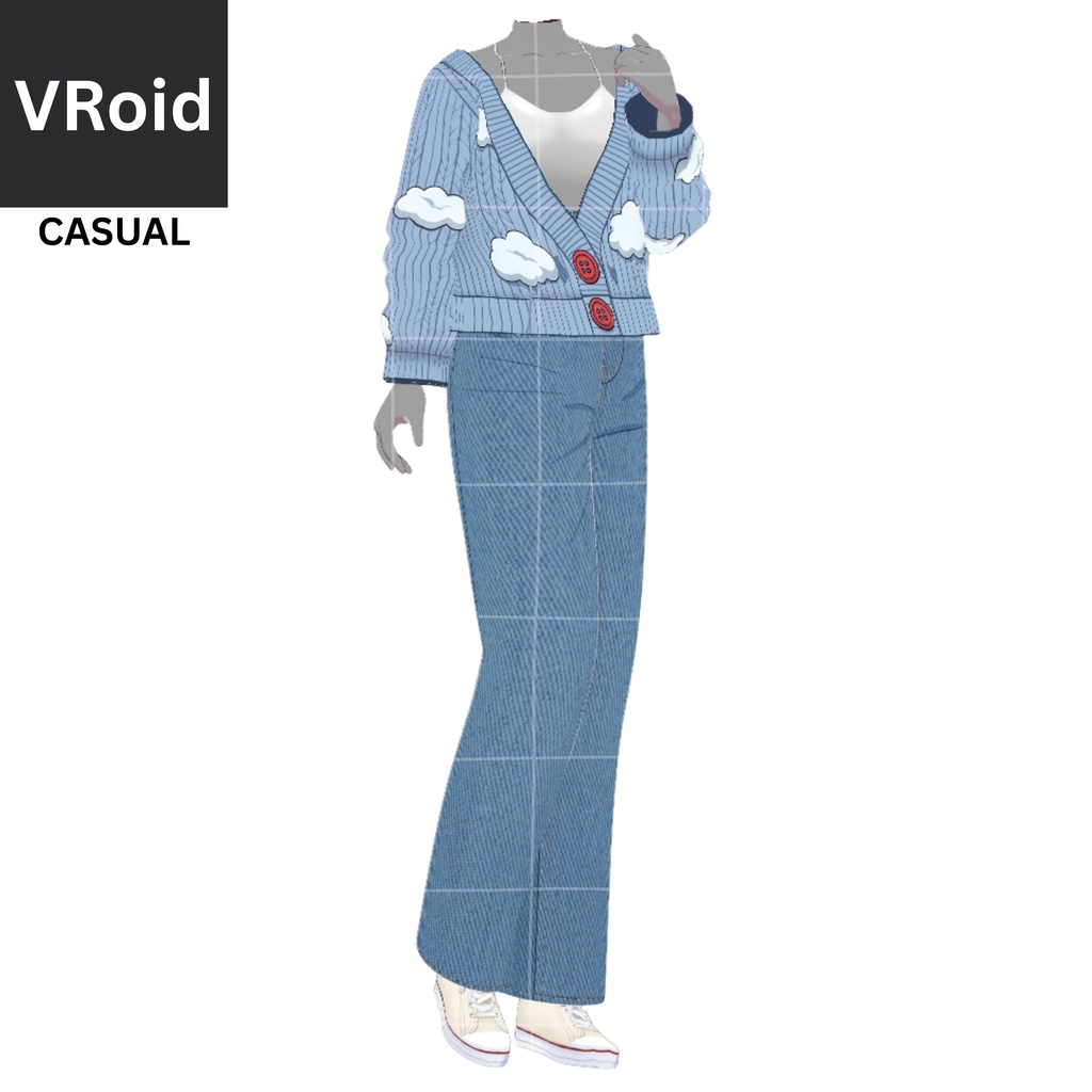 23 - BLUE SKY SWEATER + BLUE DENIM | Vroid | Vtuber Asset