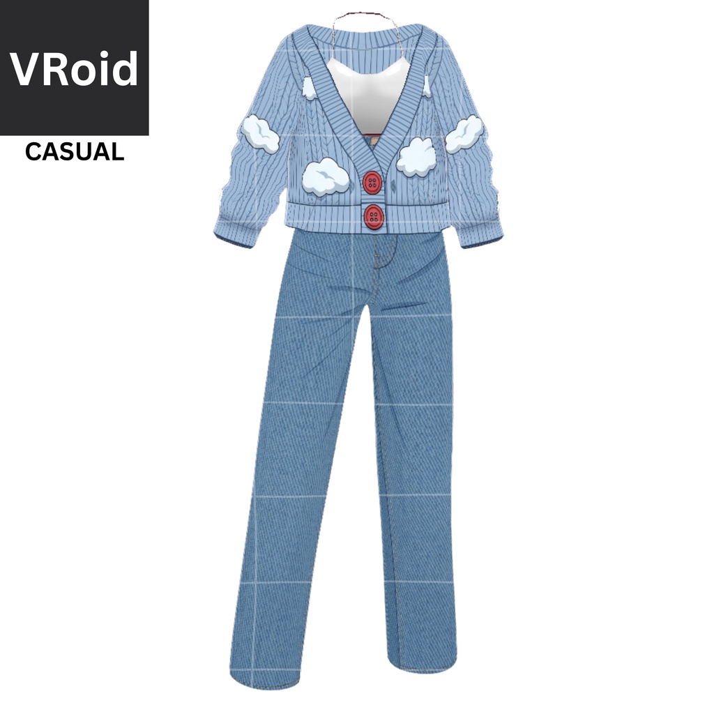 23 - BLUE SKY SWEATER + BLUE DENIM | Vroid | Vtuber Asset