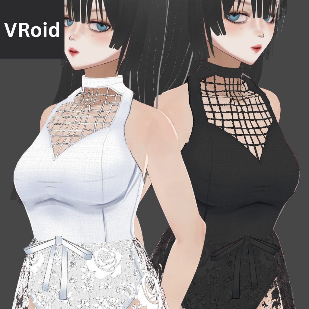 LACE DRESS BLACK & WHITE | Vroid | Vtuber Outfit
