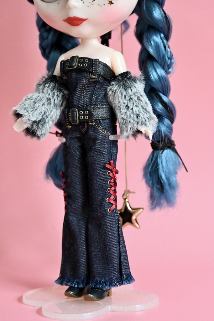 送料込ブライスBlytheウエスタンデニムコンビネゾンセット