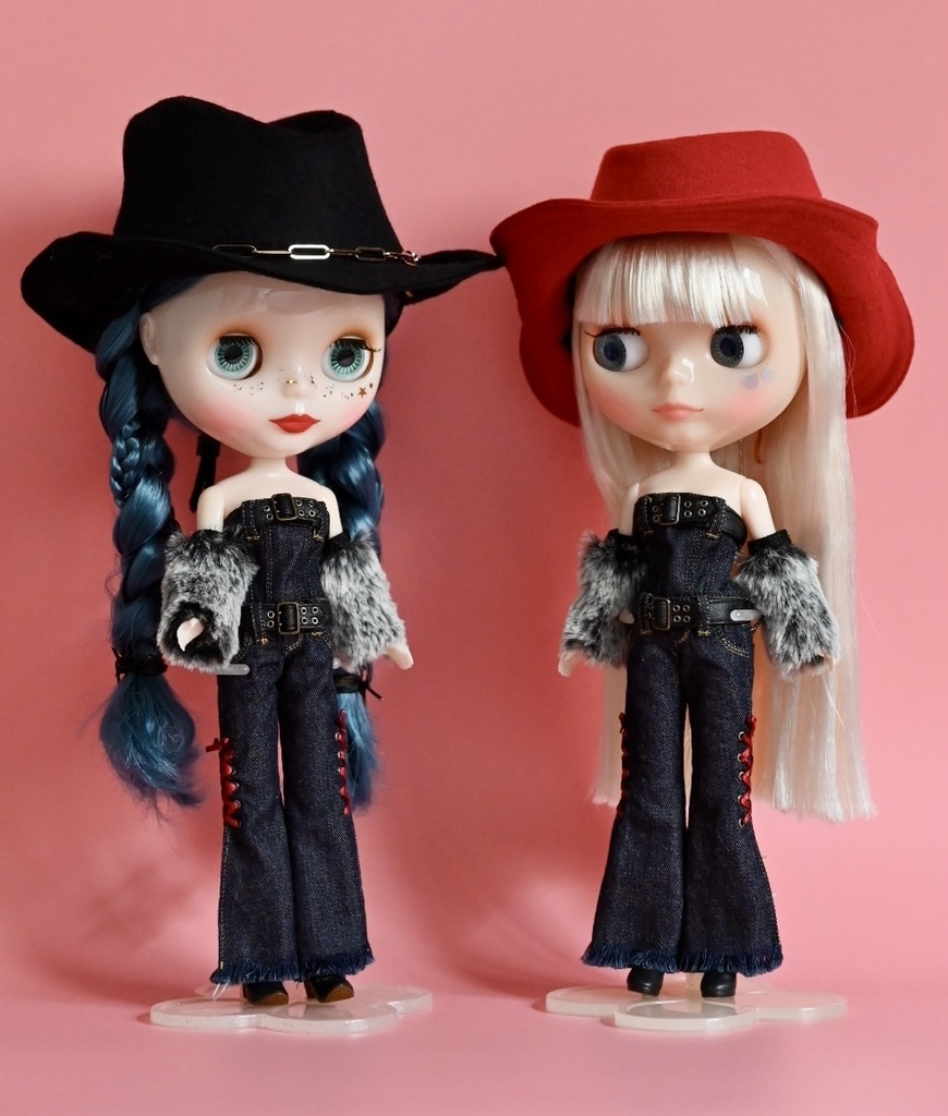 送料込ブライスBlytheウエスタンデニムコンビネゾンセット