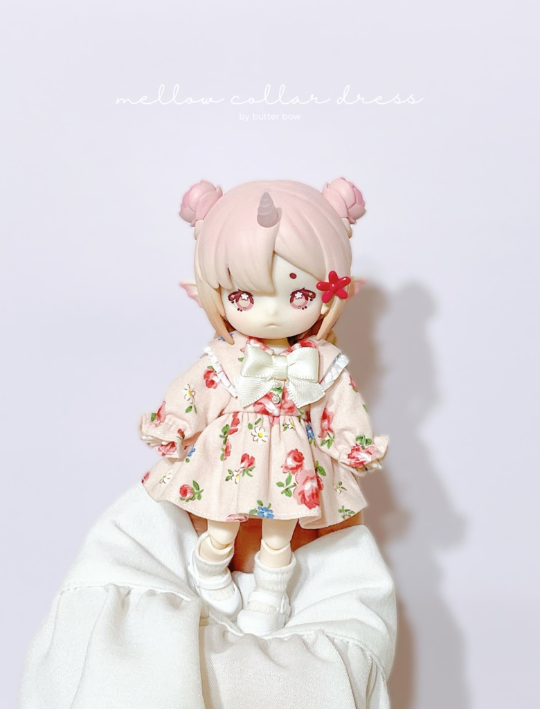 mellow collar dress #2 - 1/12ドール・ブラインドドール用