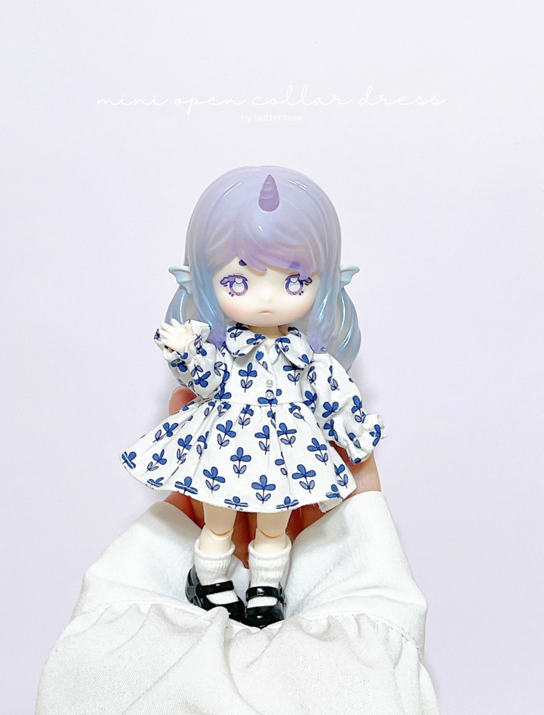 mini open collar dress #1 - 1/12ドール・ブラインドドール用