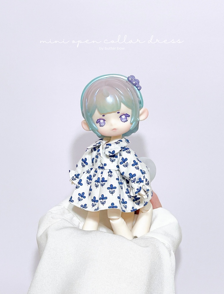 mini open collar dress #1 - 1/12ドール・ブラインドドール用