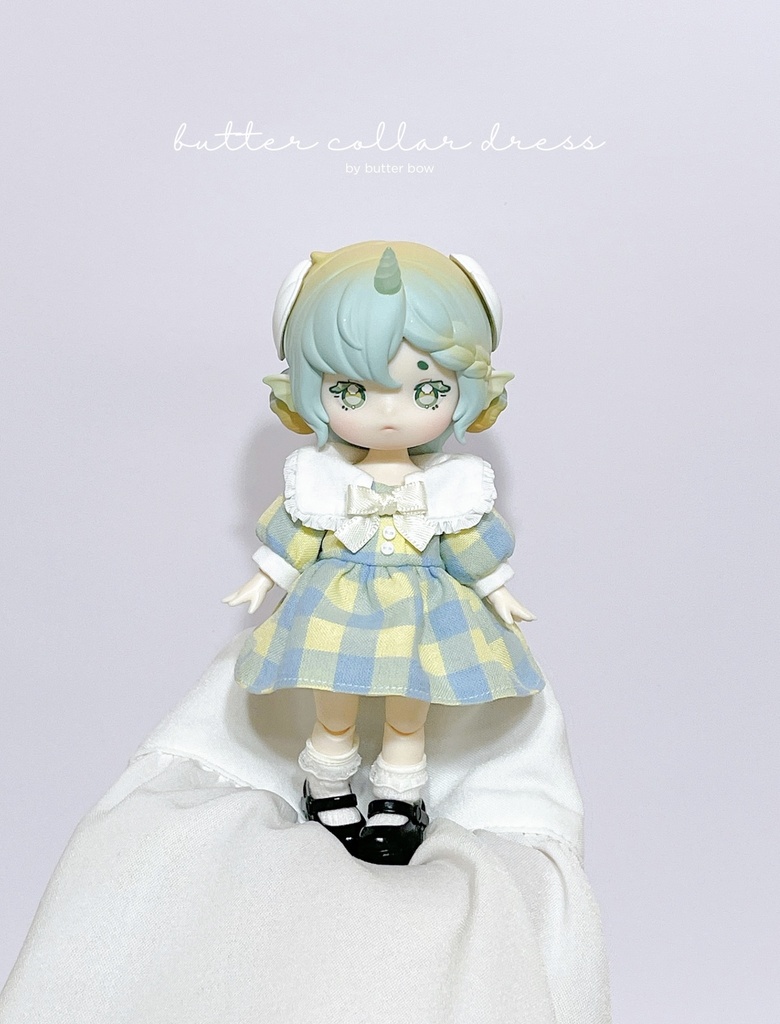 butter collar dress(Petit) #2 - 1/12ドール・ブラインドドール用ワンピース