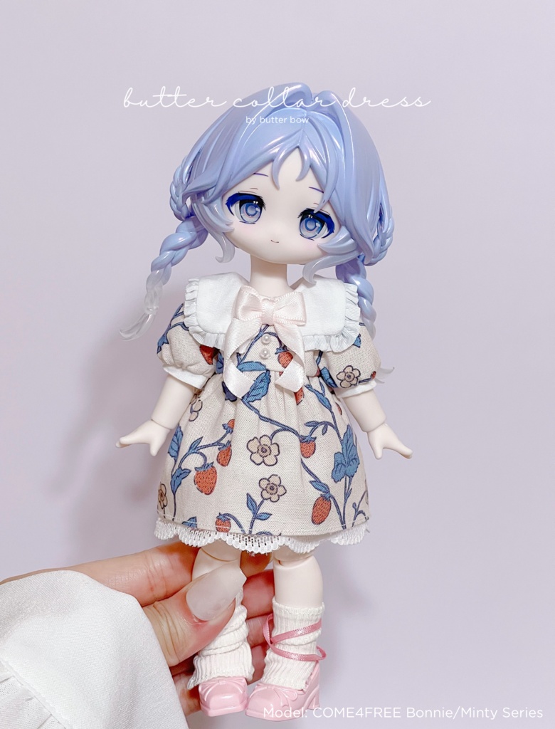 butter collar dress(Curvy) #1 - ボニーバニー6・小1/6ブラインドドール用ワンピース