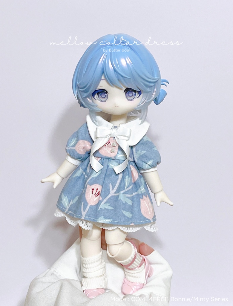 mellow collar dress(Curvy) #1 - ボニーバニー6・小1/6ブラインドドール用ワンピース