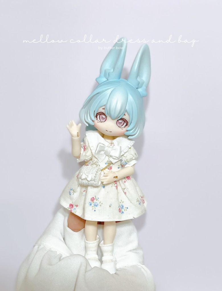mellow collar dress(Regular) and bag #3 - 1/12(高身長)ブラインドドール用ワンピース・バッグセット