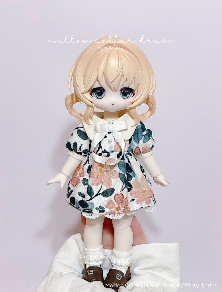 mellow collar dress(Curvy) #3 - ボニーバニー6・小1/6ブラインドドール用ワンピース