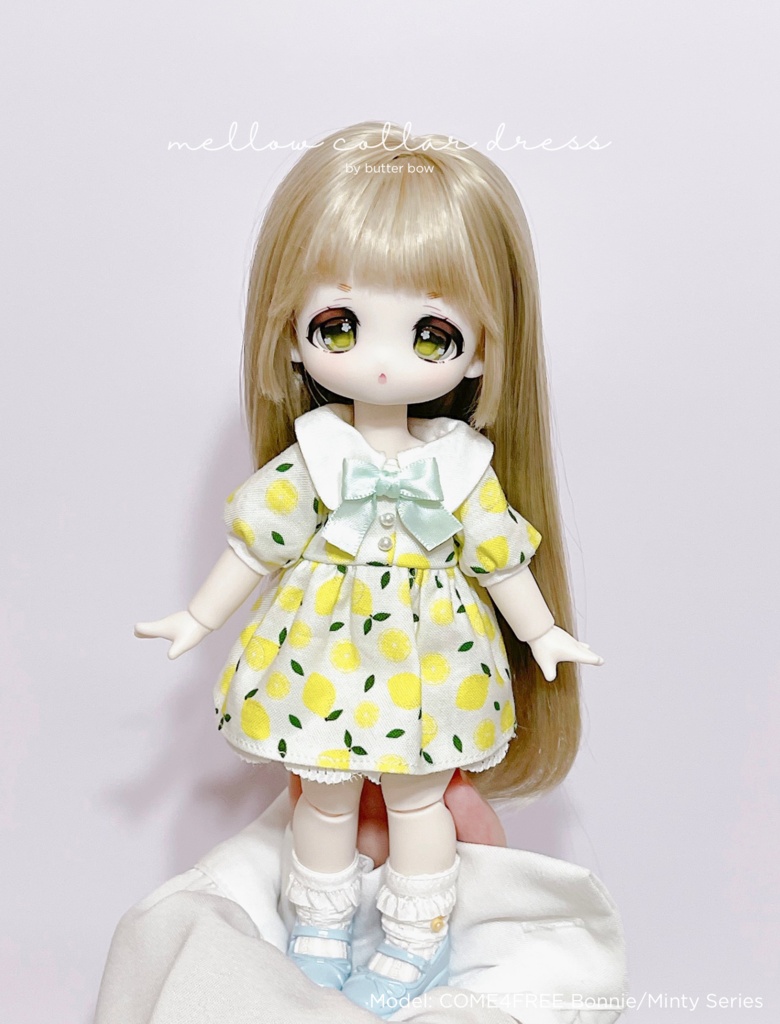 mellow collar dress(Curvy) #4 - ボニーバニー6・小1/6ブラインドドール用ワンピース