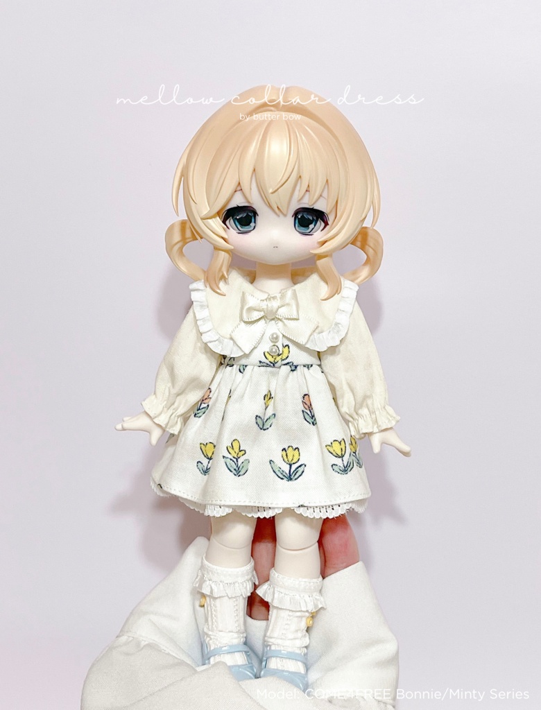 mellow collar dress(Curvy) #8 - ボニーバニー6/7・小1/6ブラインドドール用ワンピース