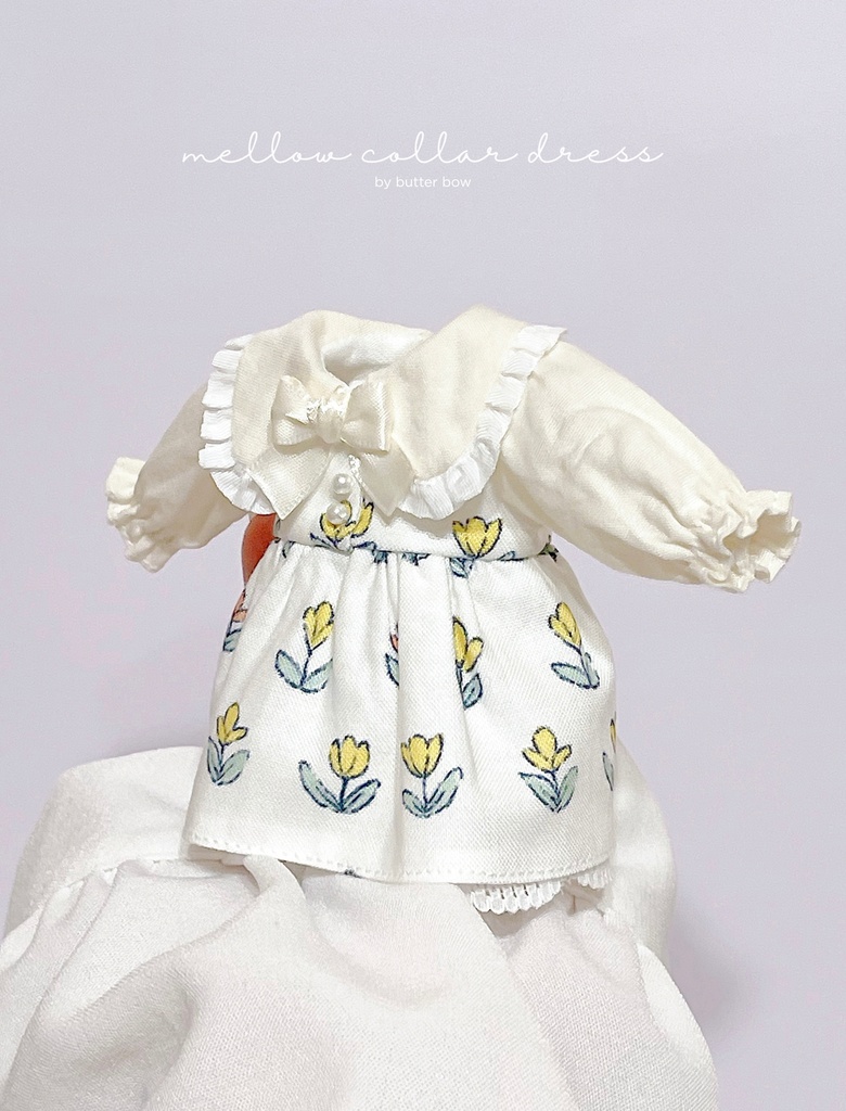 mellow collar dress(Curvy) #8 - ボニーバニー6/7・小1/6ブラインドドール用ワンピース