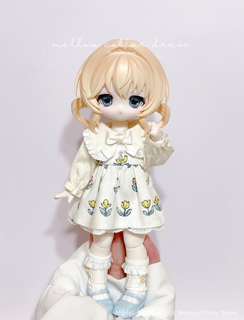 mellow collar dress(Curvy) #8 - ボニーバニー6/7・小1/6ブラインドドール用ワンピース
