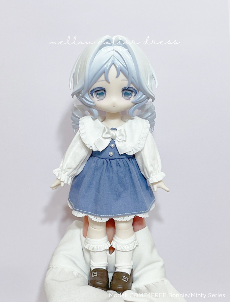 mellow collar dress(Curvy) #9 - ボニーバニー6/7・小1/6ブラインドドール用ワンピース