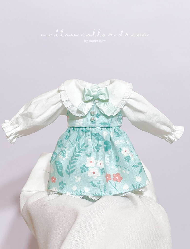 mellow collar dress(1/6) #1 - モフモフおやすみ・1/6ブラインドドール用ワンピース
