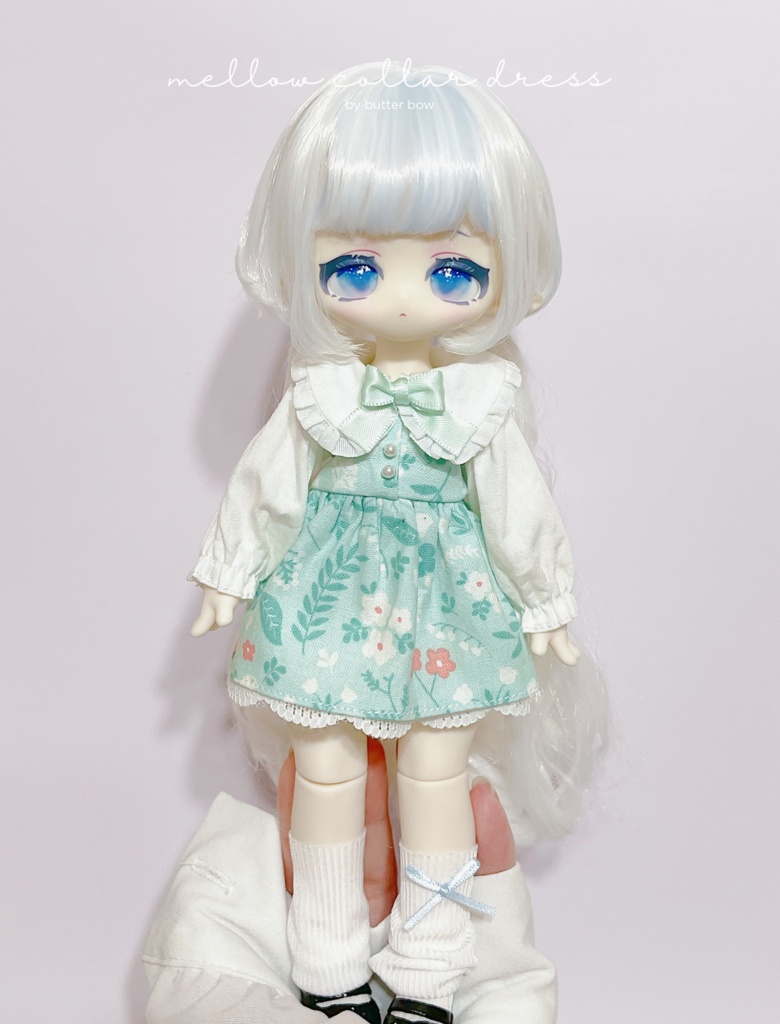 mellow collar dress(1/6) #1 - モフモフおやすみ・1/6ブラインドドール用ワンピース