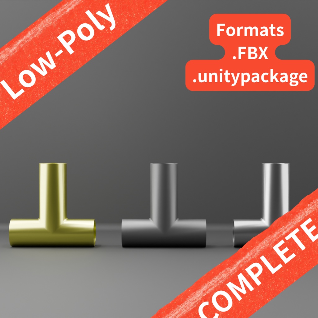 【Unity対応/マテリアル設定済み 3色】パイプ&L字ジョイント総合パック