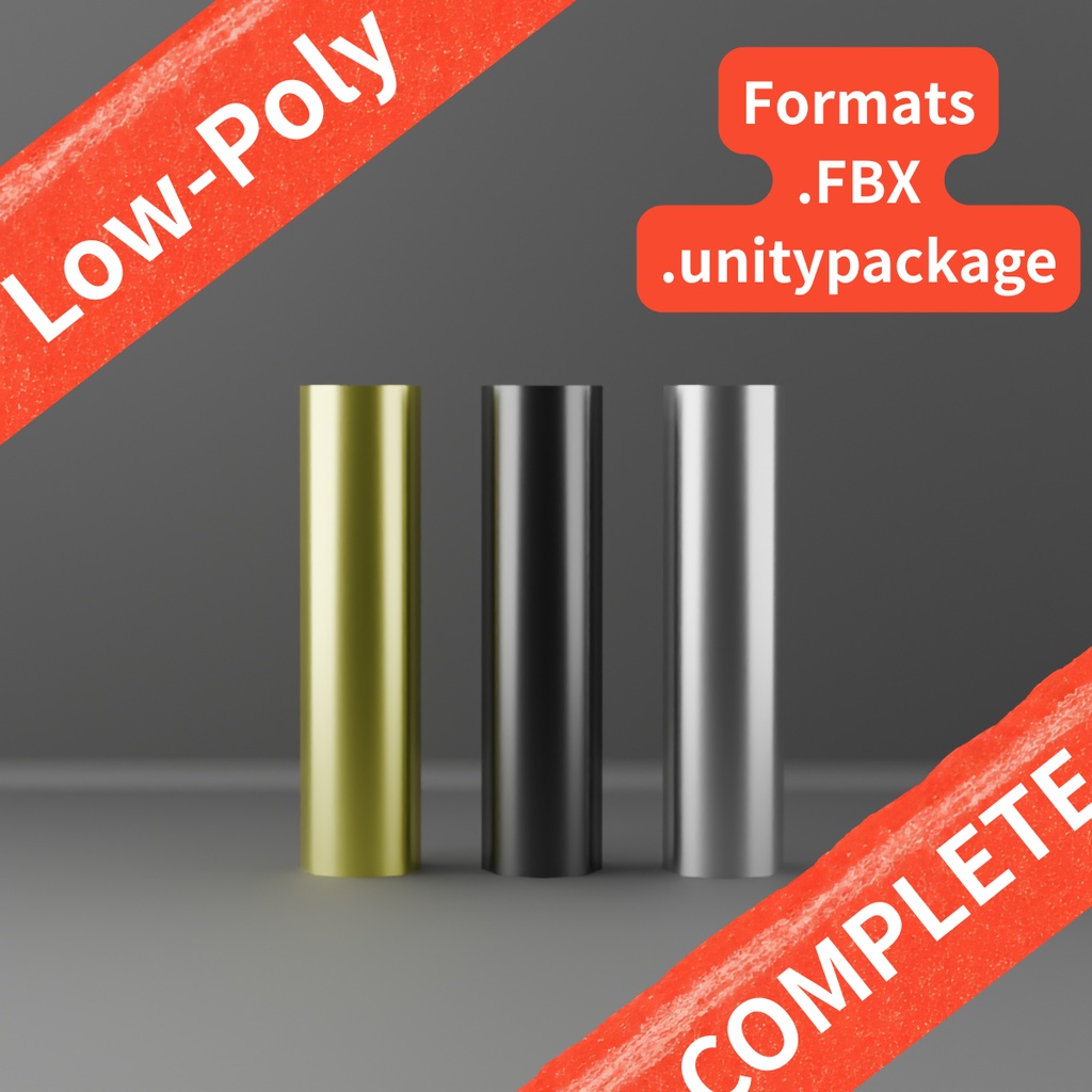 【Unity対応/マテリアル設定済み 3色】ストレートパイプ&L字クランプ総合パック(ボルトモデル完全互換)