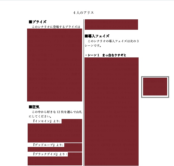 【インセインシナリオ】4人のアリス