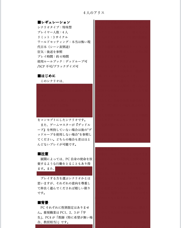 【インセインシナリオ】4人のアリス