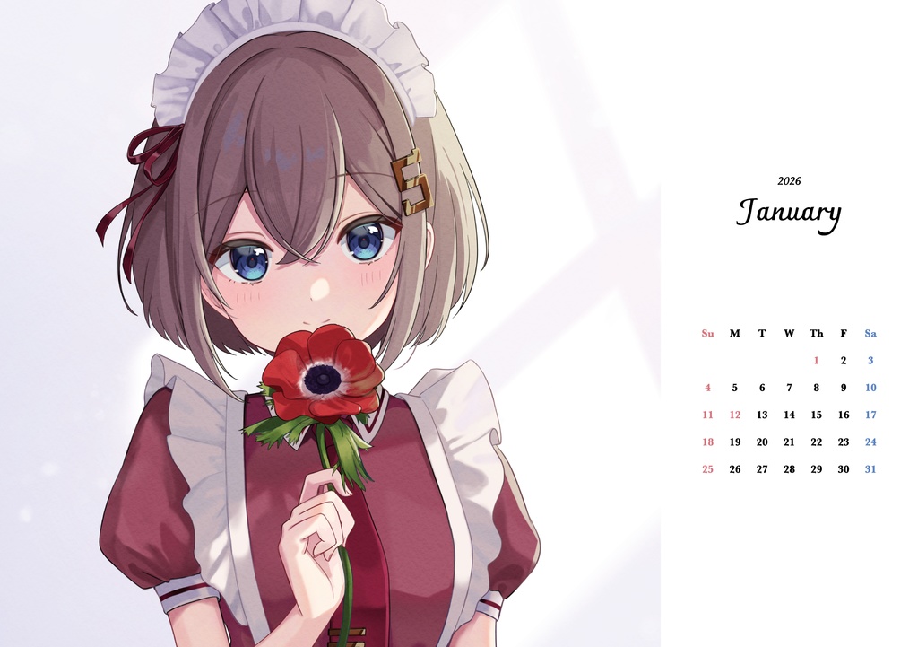 【C105新刊】メイド × 花 カレンダー2026