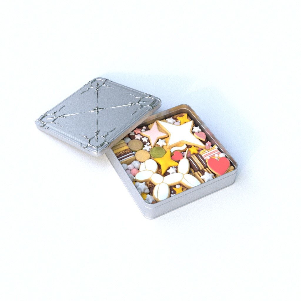 【3Dモデル】クッキー缶&クッキー【blend/fbx】