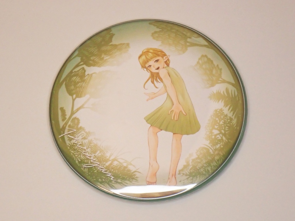 オリジナルイラスト缶ミラー(75mm)①・森へ導くエルフの少女