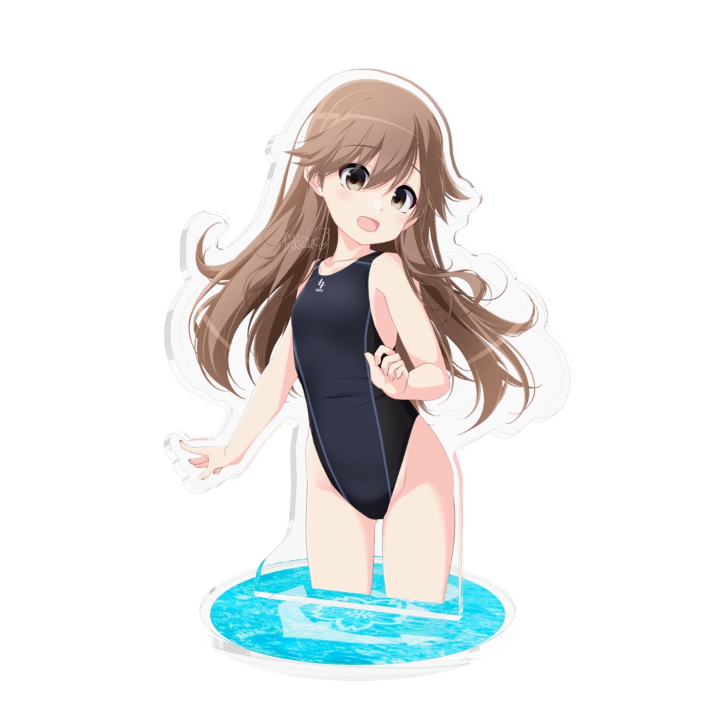 【荒潮】水浴び娘アクリルフィギュア18(競泳水着)