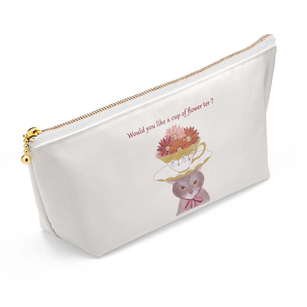 Flower tea 猫 ポーチ