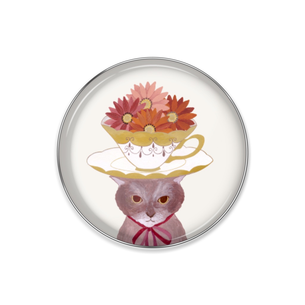 Flower tea 猫ピンバッジ