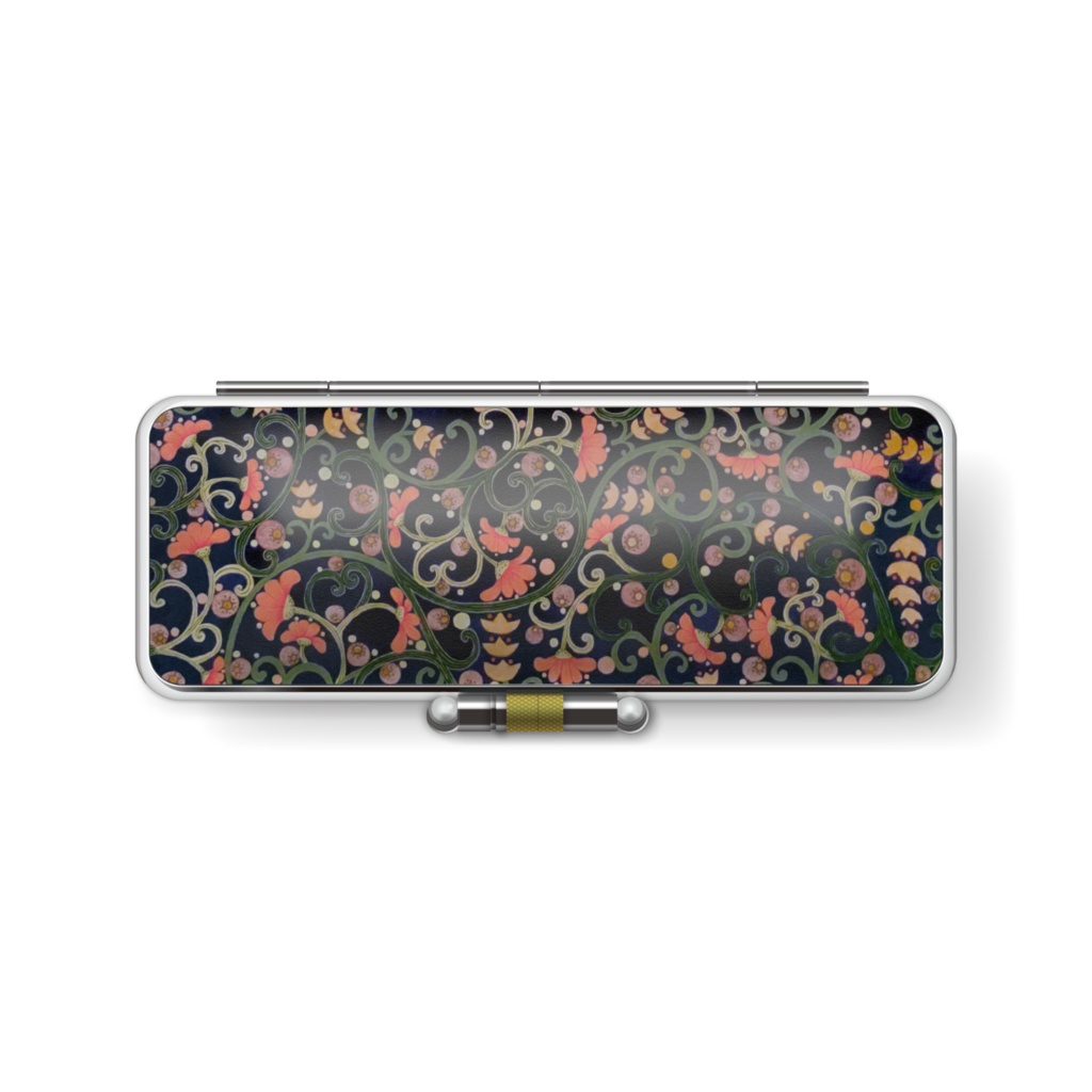 紺地にオレンジの花模様 印鑑ケース