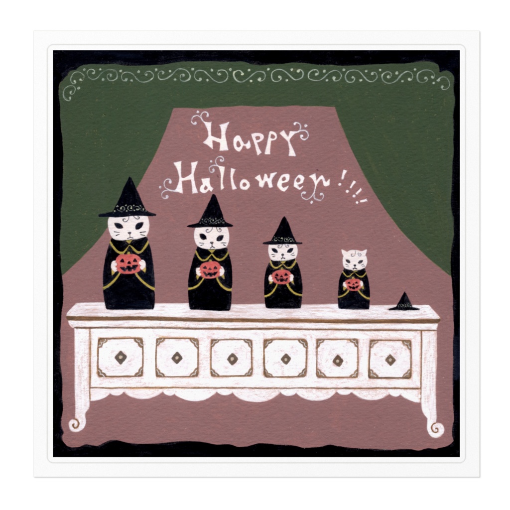 猫魔女さんのハロウィンマトリョーシカ ステッカー160ミリ