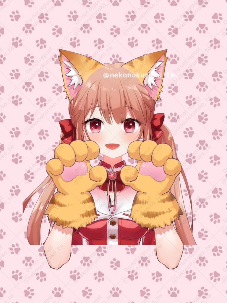 【イラスト素材】もふもふのネコの手&耳セット