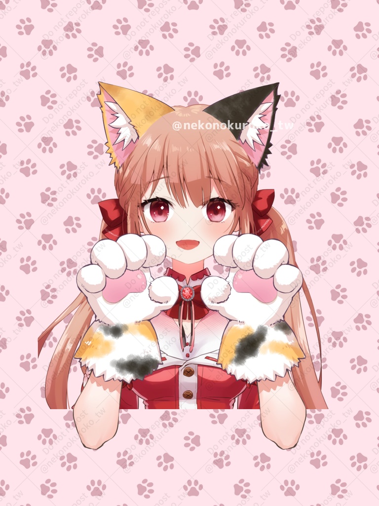 【イラスト素材】もふもふのネコの手&耳セット