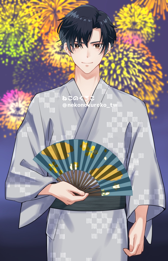 浴衣&扇子セット 男性VTuberにおすすめ!フリー素材