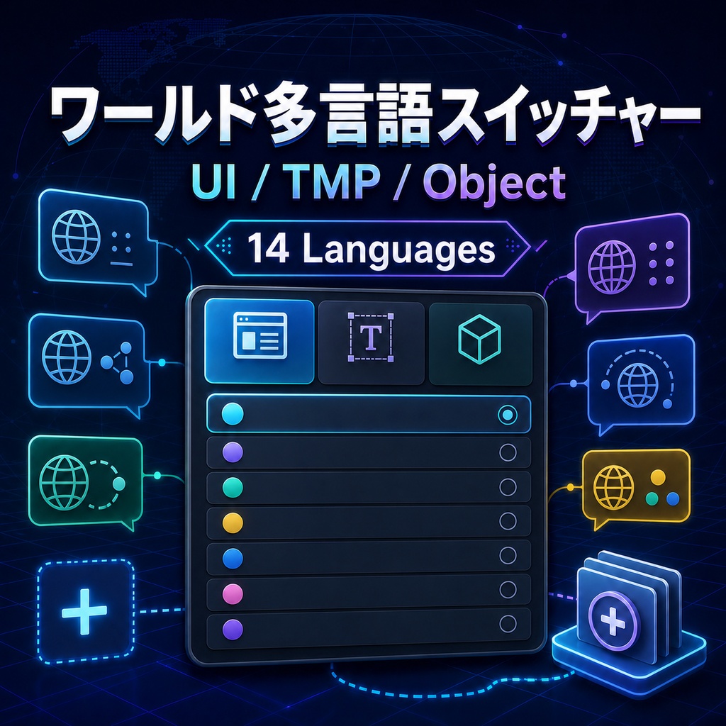 【VRChatワールド向け】ワールド多言語スイッチャー｜UI Text・TMP・Object対応（UdonSharp）