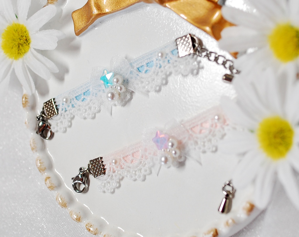 【完売】夢見る星とパールのレースチョーカー