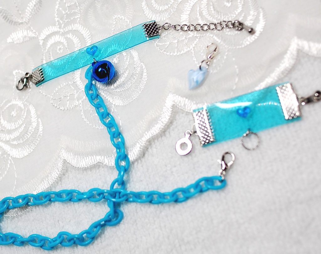 チョーカーとブレスレットをcuteにつなげて♡ Blue