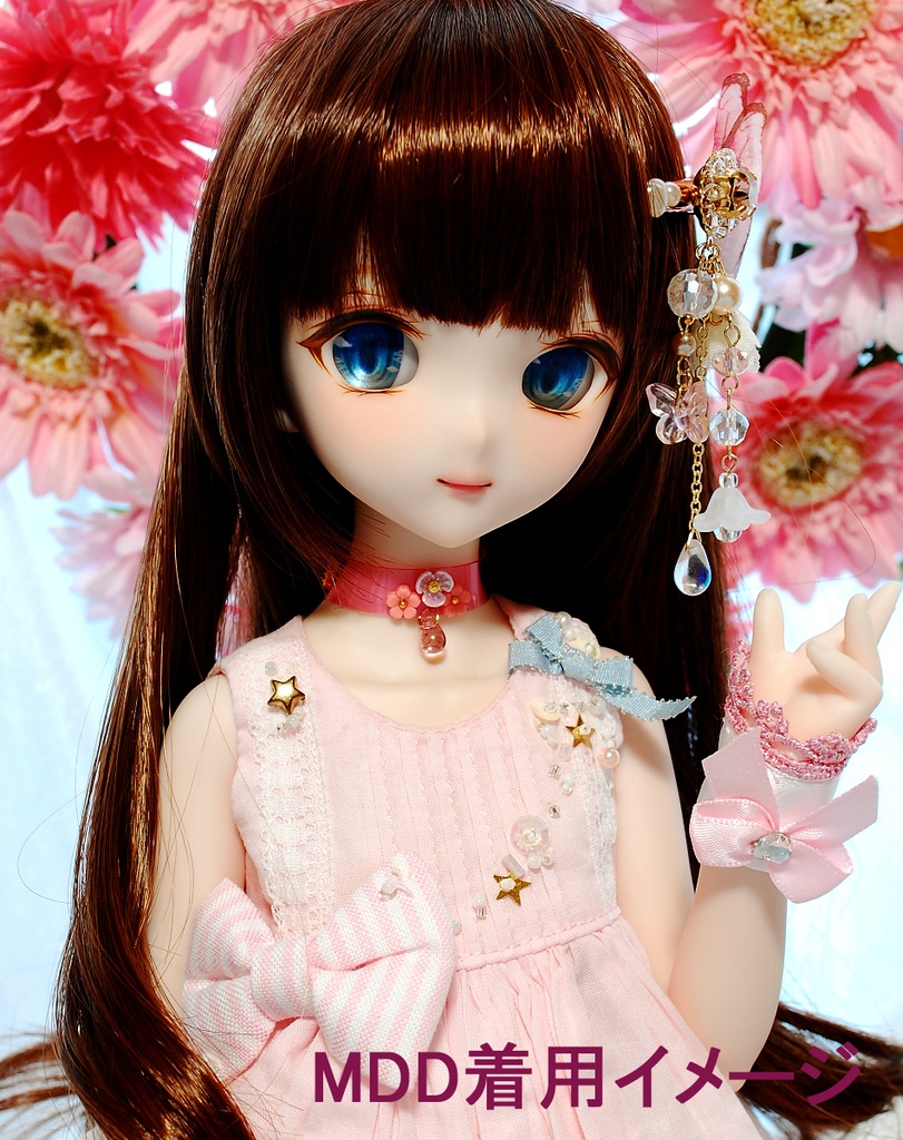 カラフルフラワーと雫チョーカー