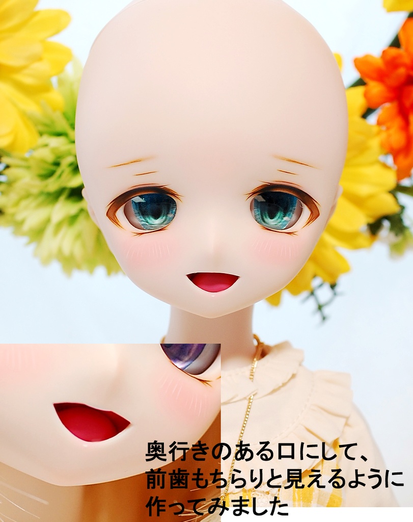 【展示】DDH-01(セミホワイト肌)カスタムヘッド+レジンアイ2組+アクセサリー1種