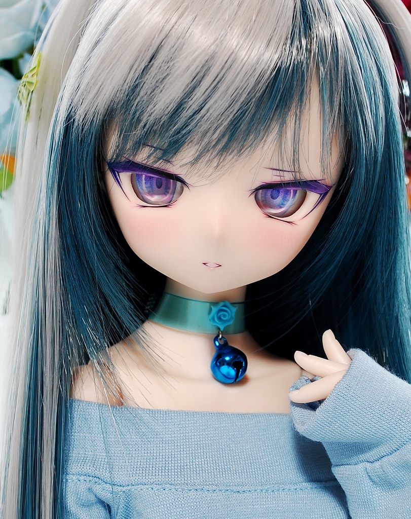 【展示】DDH-01(セミホワイト肌)カスタムヘッド+自作レジンアイ1組+自作アクセサリー1点