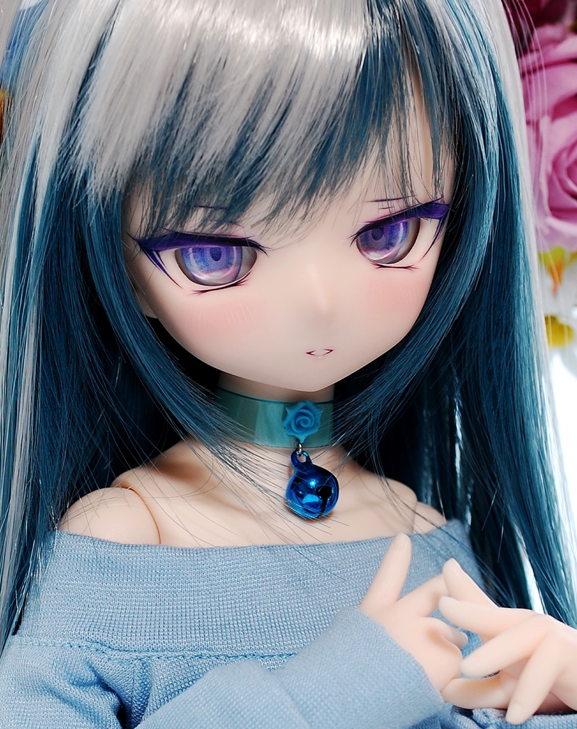 【展示】DDH-01(セミホワイト肌)カスタムヘッド+自作レジンアイ1組+自作アクセサリー1点