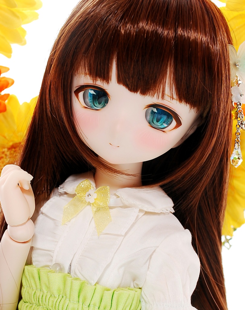 【展示】DDH-01(セミホワイト肌)カスタムヘッド+自作レジンアイ1組+自作アクセサリー1点