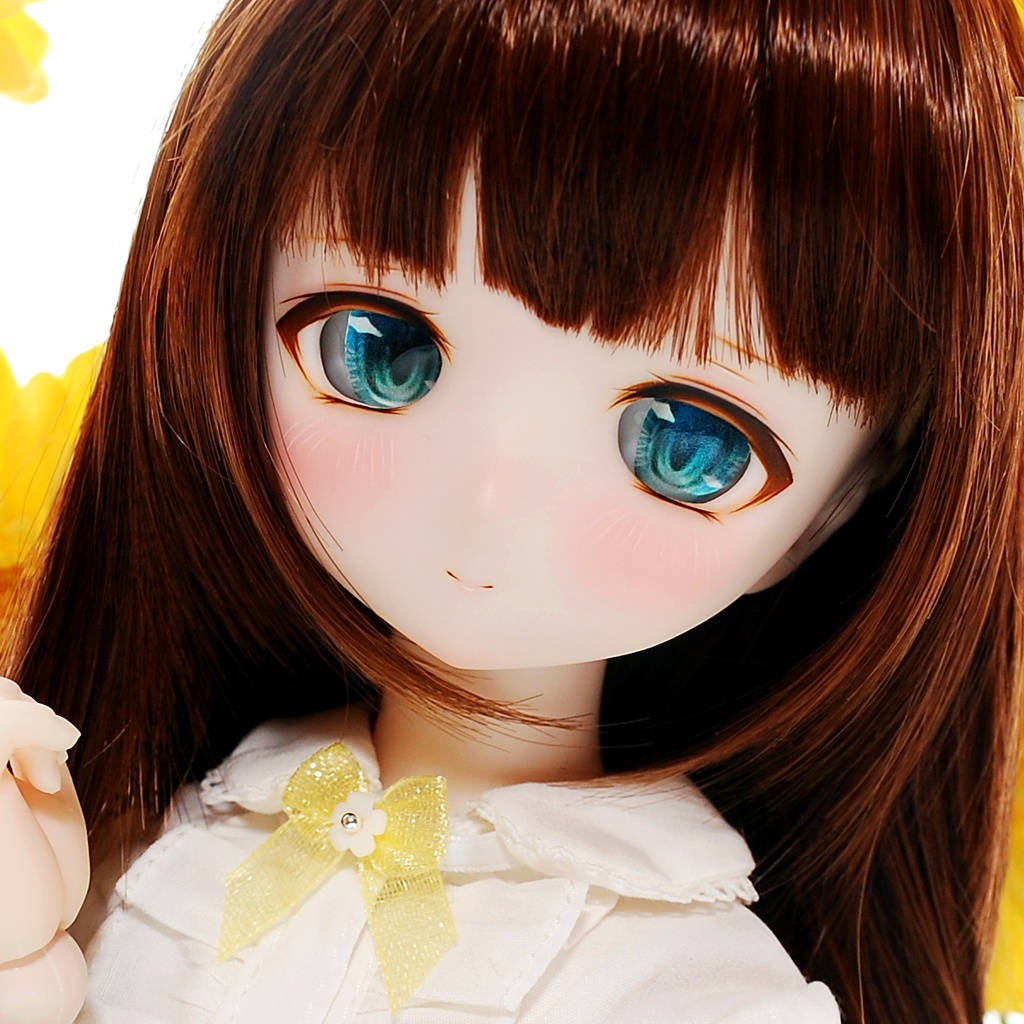 【展示】DDH-01(セミホワイト肌)カスタムヘッド+自作レジンアイ1組+自作アクセサリー1点